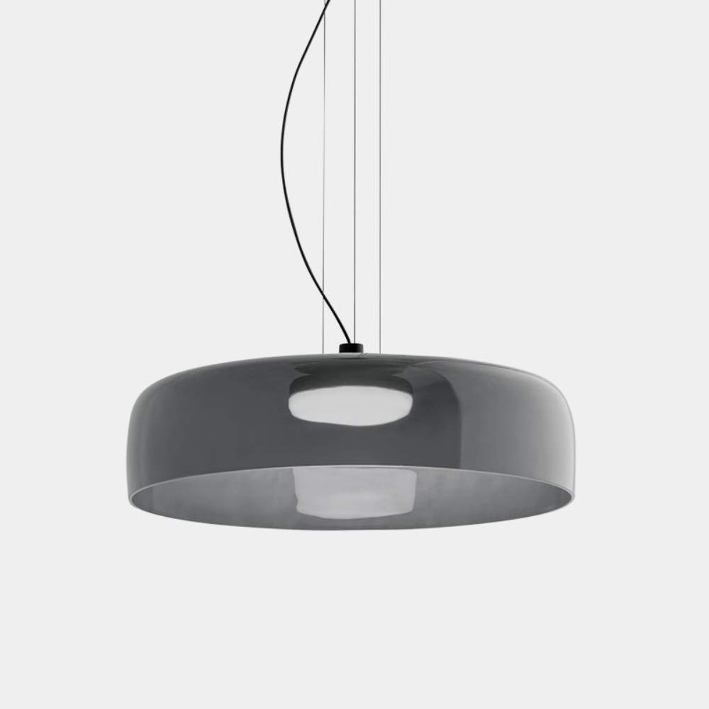 Levels 1 Pendant in Black with 42cm Smoked Glass Shade (LX822)